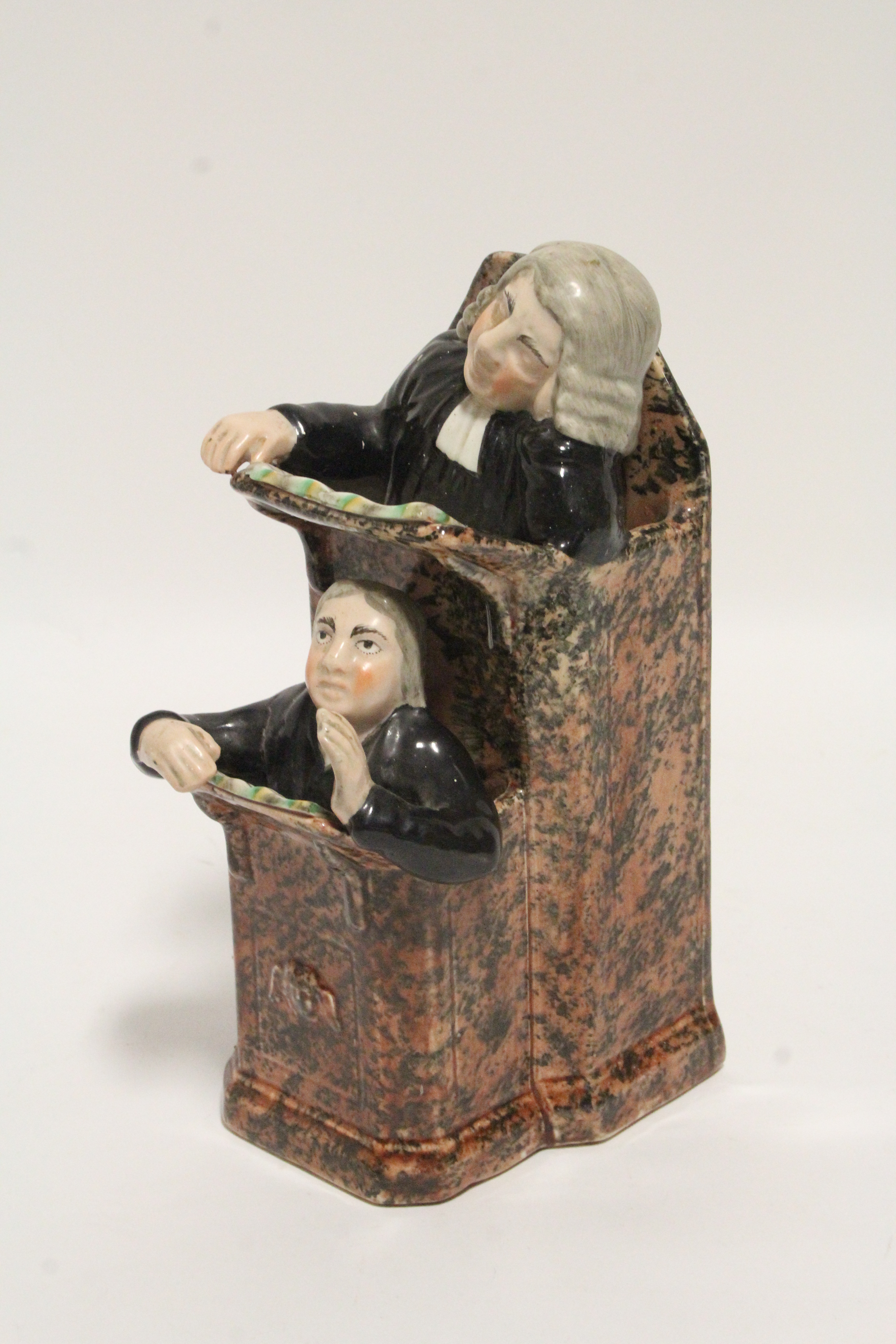 AN EARLY 19th century STAFFORDSHIRE POTTERY GROUP OF “THE VICAR & MOSES” of typical form, the pulpit - Image 2 of 4