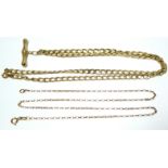 A modern 9ct. gold albert with bar (5.1 gm); & a ditto fine-link chain necklet (1.5 gm).