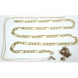 A modern 9ct. gold necklace of alternating elongated & curb links, 18” long (4.3 gm); & two ditto