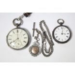 A late Victorian silver open-face gent’s pocket watch, the off-white enamel dial with b lack roman