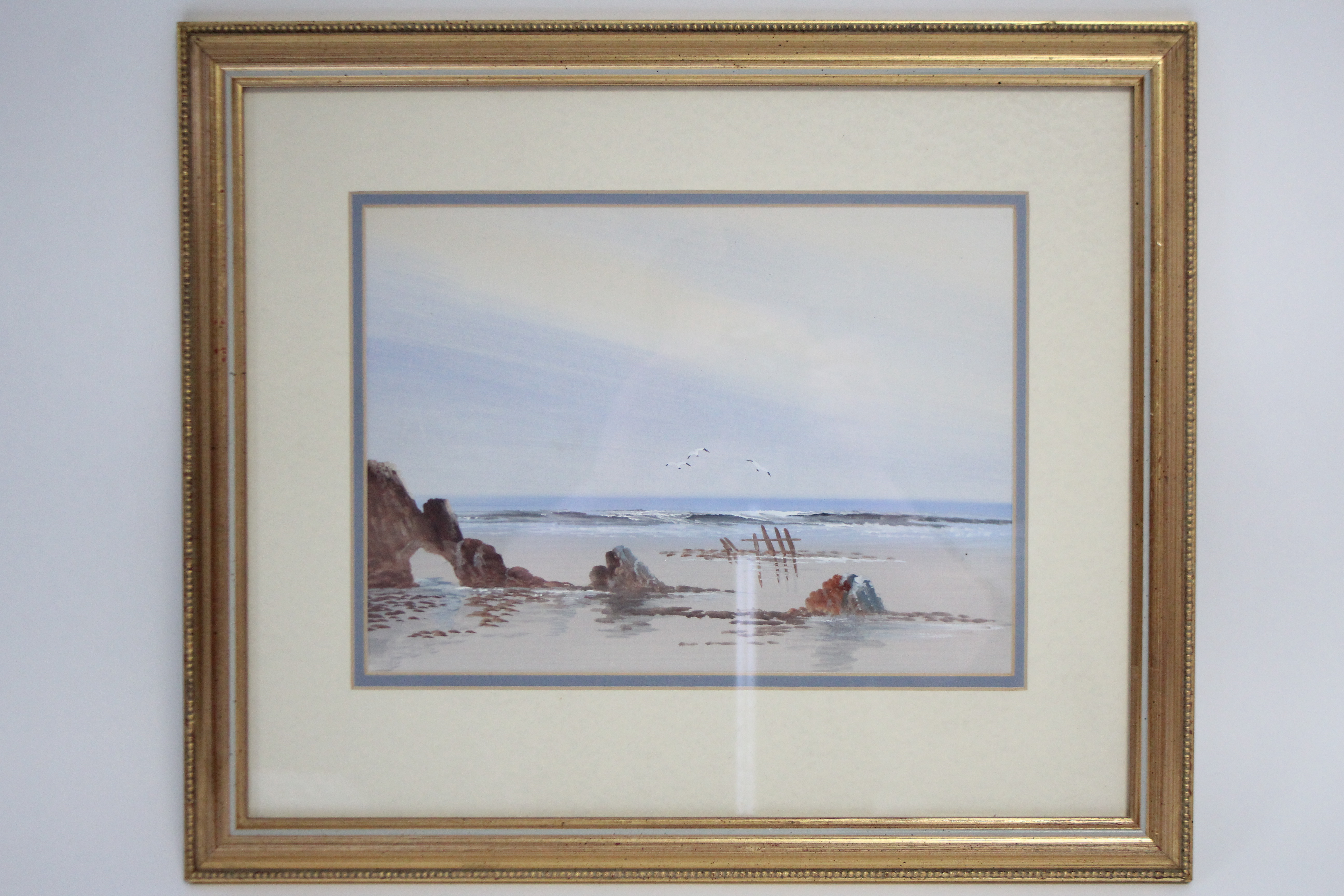 HULK, A. (20th century). A pair of sandy beach scenes at low tide, one signed & dated 1929; gouache: - Image 2 of 2