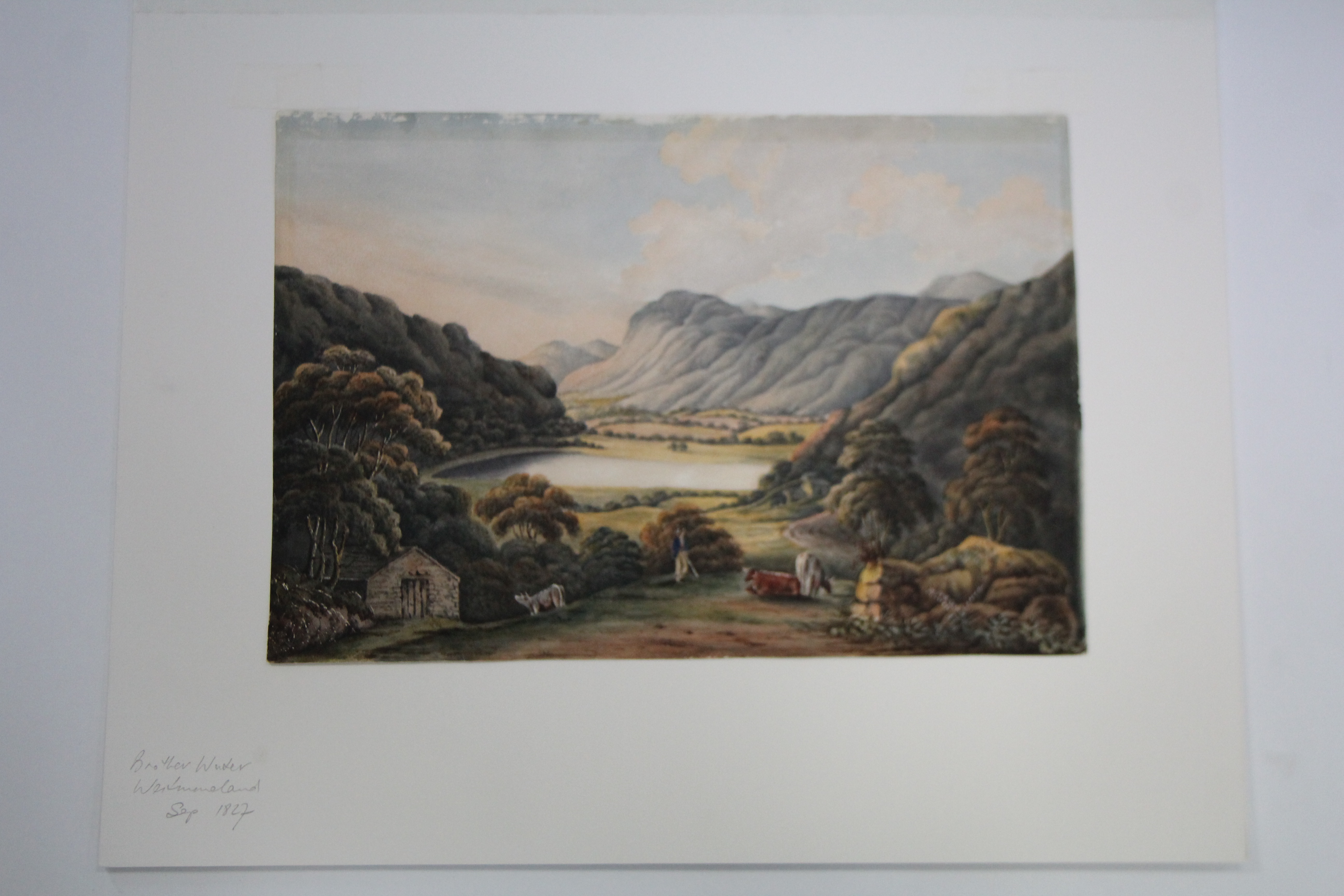 ENGLISH SCHOOL, early 19th century. A view of Brothers Water from the South, with a figure & - Image 3 of 4