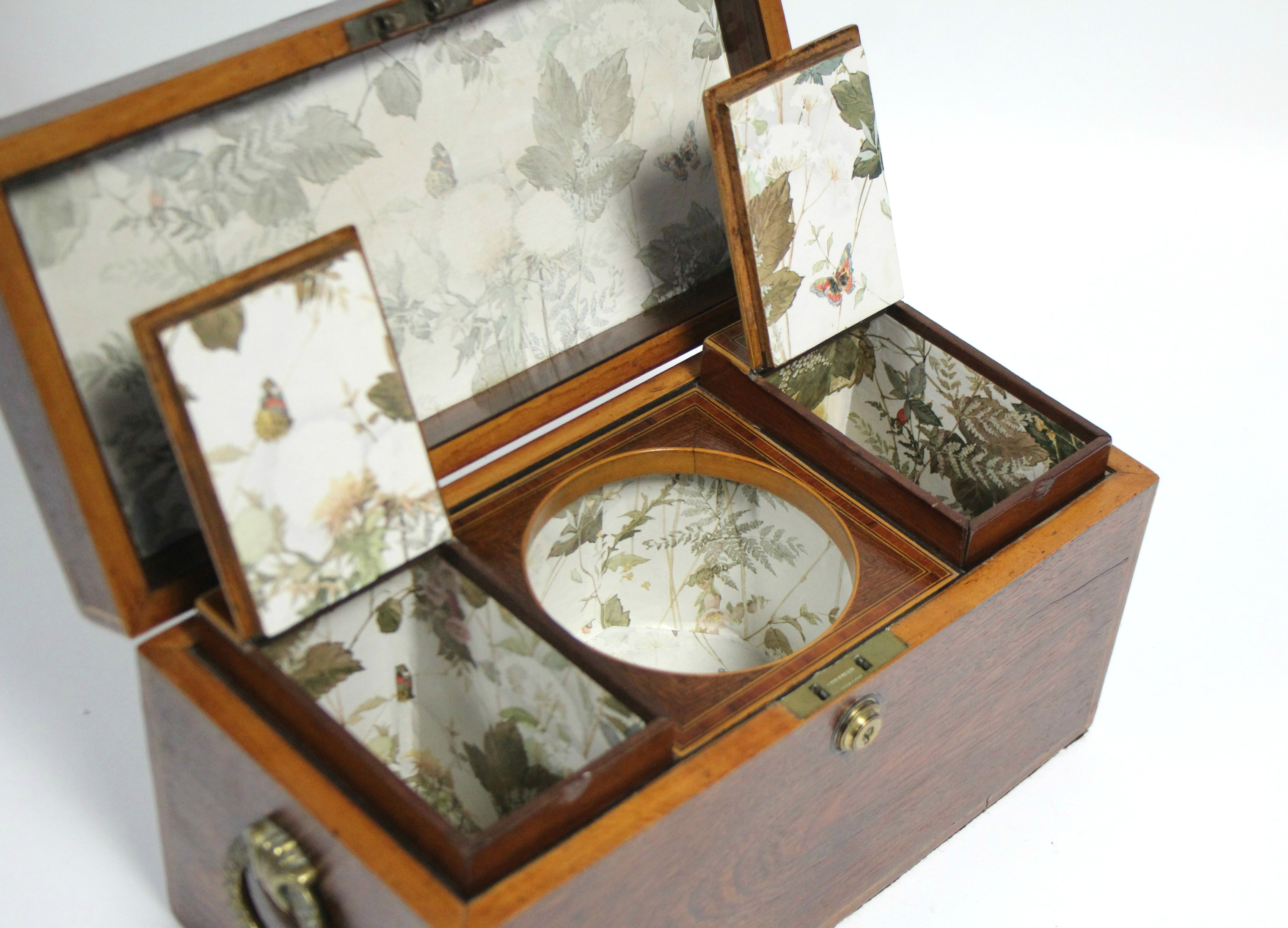 A regency exotic hardwood rectangular tea caddy with narrow kingwood crossbanding to the borders, - Image 2 of 4