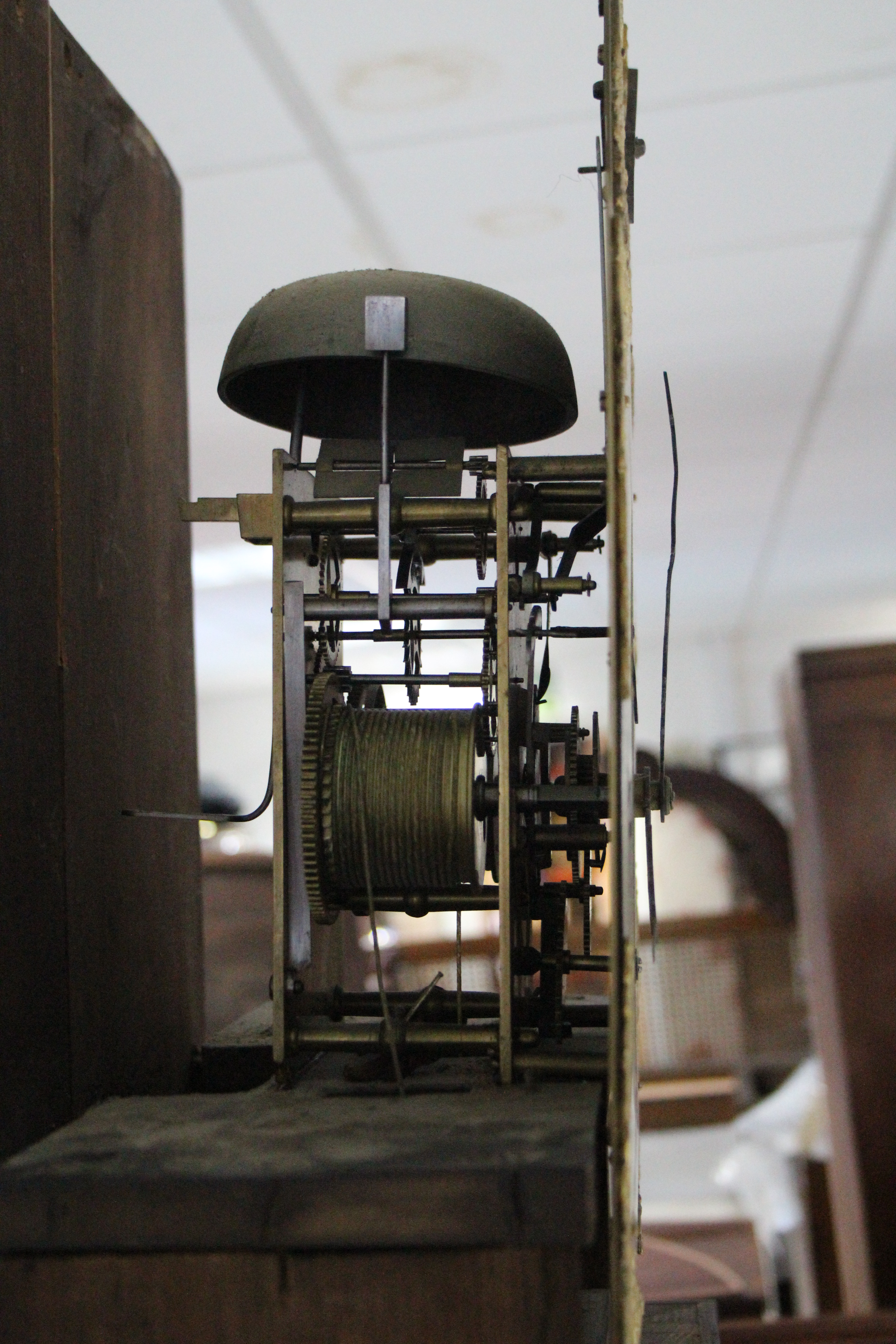 A late 18th century longcase clock, the 12” brass & silvered dial with “strike/silent” dial to the - Image 4 of 6