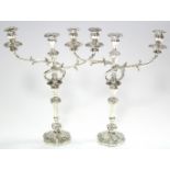 A PAIR OF MID-19th century CANDELABRA by WATERHOUSE, HATFIELD & Co., each with two foliate scroll