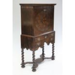 A William & Mary-style rosewood, mahogany & amboyna escritoire, the oyster-veneered fall-front