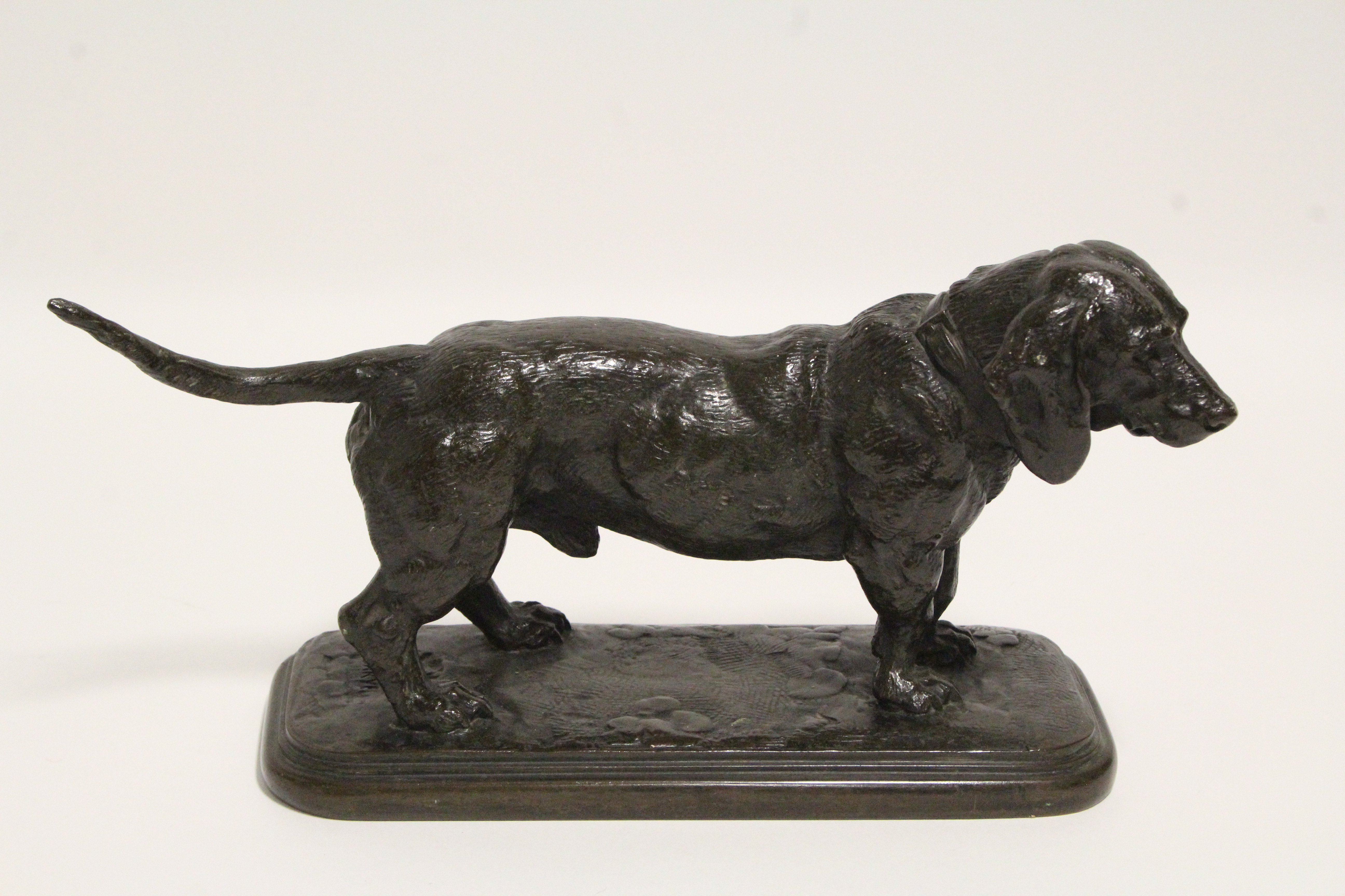 A BRONZE MODEL OF A BASSETT HOUND cast from the model by ANTOINE-LOUIS BARYE (1795-1875), - Image 4 of 5