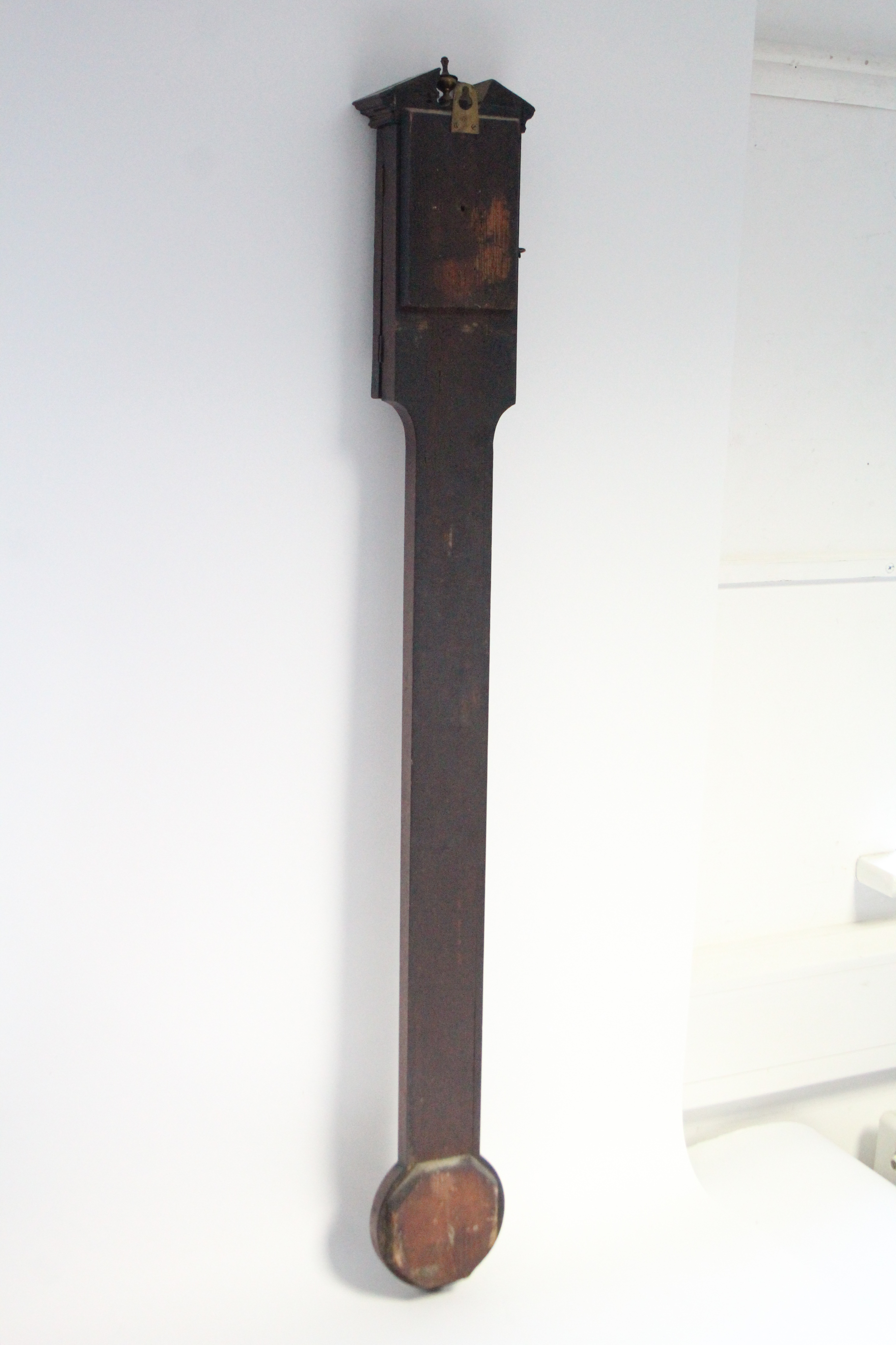 A late George III stick barometer, in mahogany case with inlaid chequered borders, the engraved - Image 5 of 5