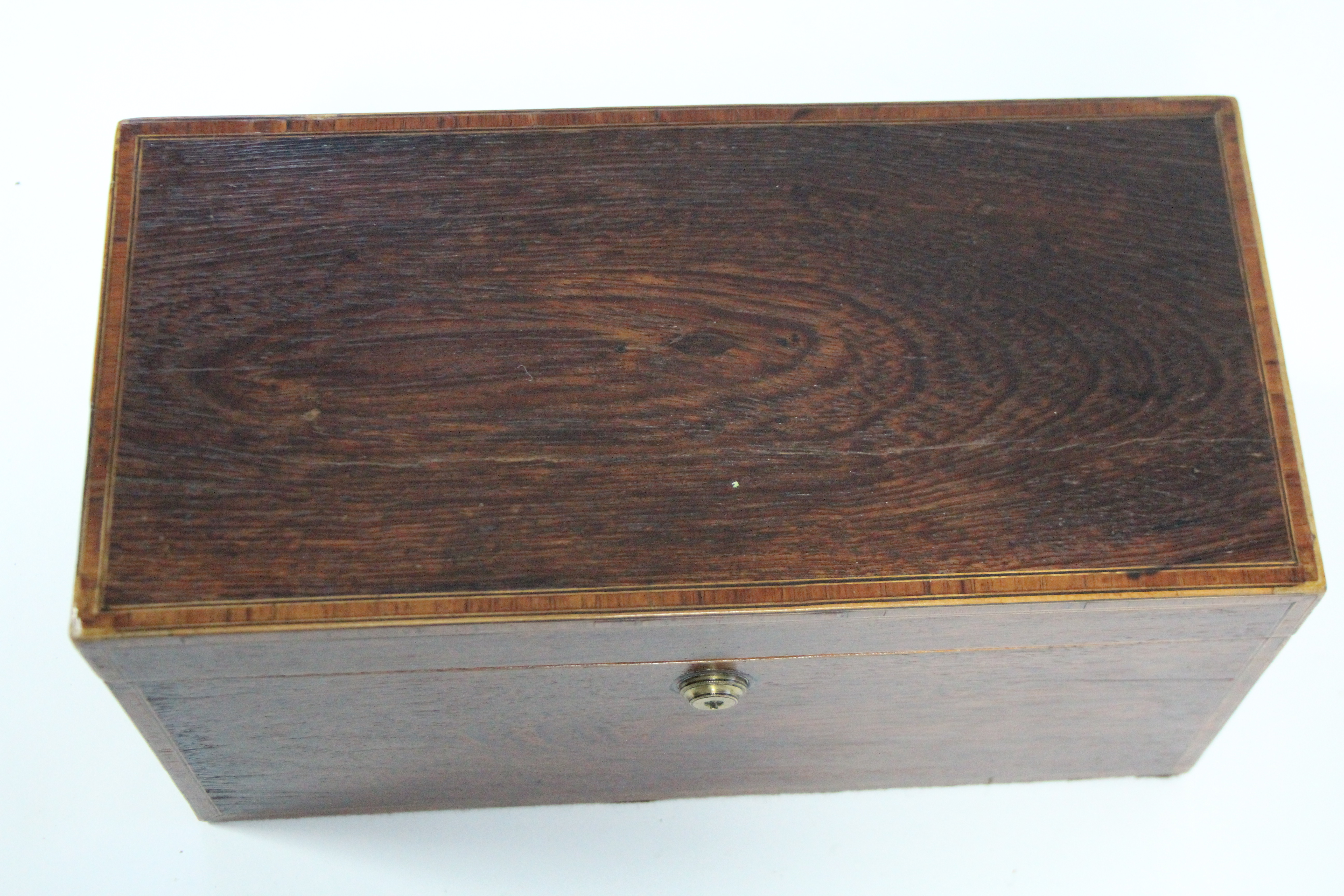 A regency exotic hardwood rectangular tea caddy with narrow kingwood crossbanding to the borders, - Image 4 of 4