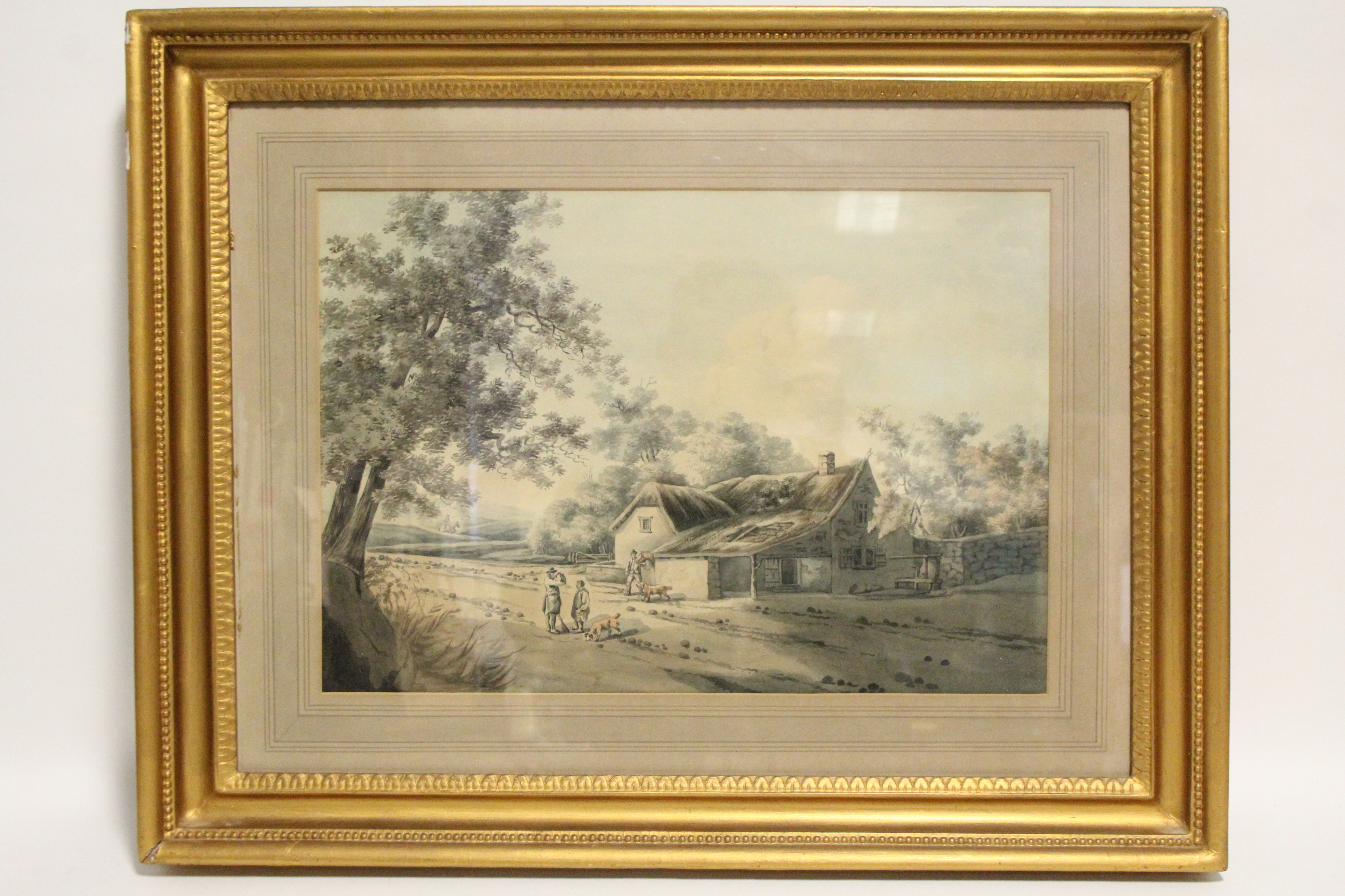 HASSELL, John (1767-1825). A pair of landscapes in the Isle of Wight, i) a thatched cottage with - Image 2 of 4