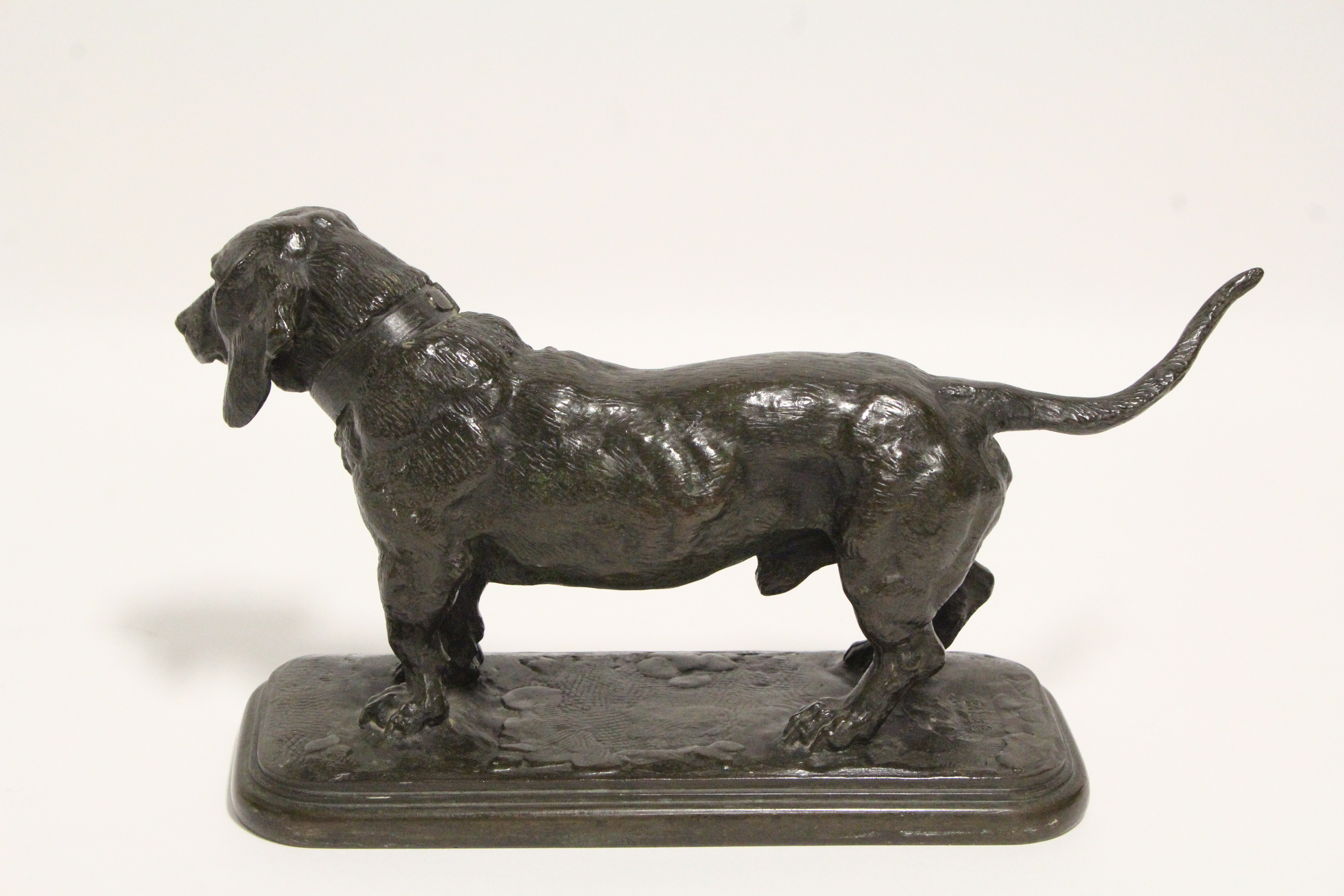 A BRONZE MODEL OF A BASSETT HOUND cast from the model by ANTOINE-LOUIS BARYE (1795-1875), - Image 3 of 5