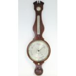 A late George III large banjo barometer in inlaid-mahogany case, with 12” diam. engraved silvered