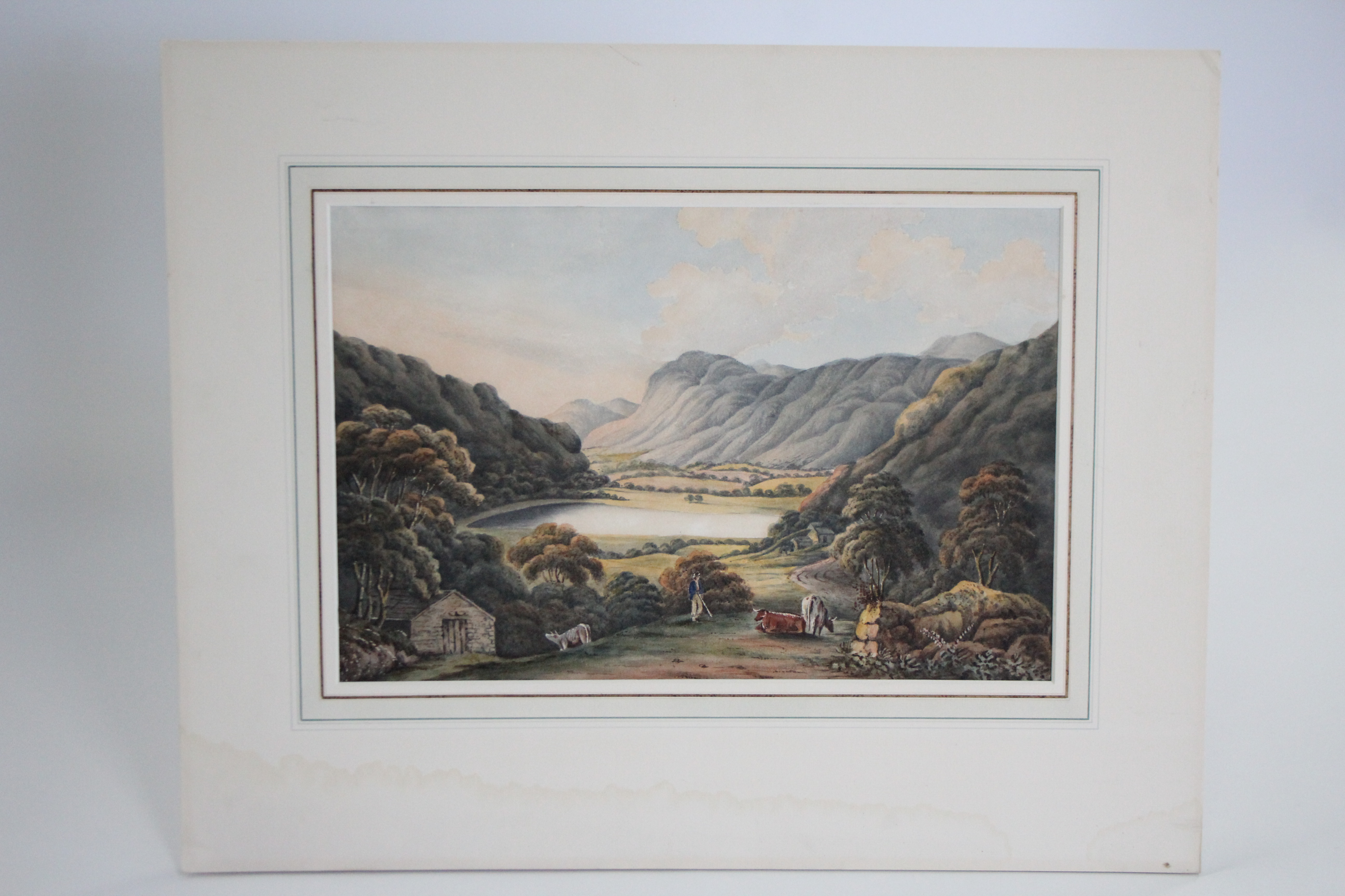 ENGLISH SCHOOL, early 19th century. A view of Brothers Water from the South, with a figure & - Image 2 of 4