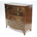 An early 19th century inlaid-mahogany small bow-front chest, fitted two short & three long graduated