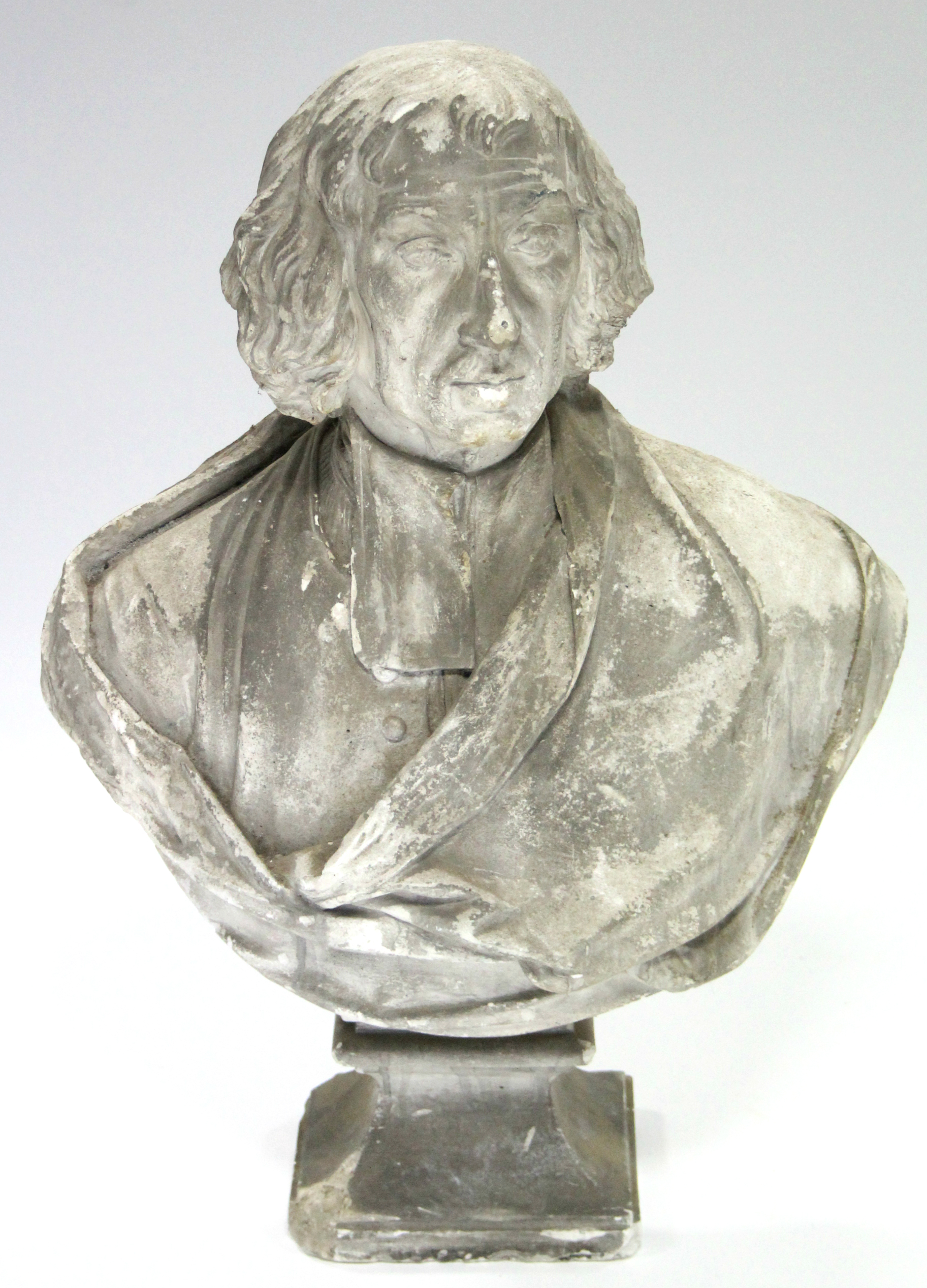 A plaster bust of John Ray, parson & naturalist (1627-1705), after Louis-Francoise Roubiliac (