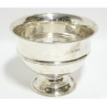 An Edwardian rose bowl with flared rim & reeded band to the girth, on round pedestal foot, 7½” diam.