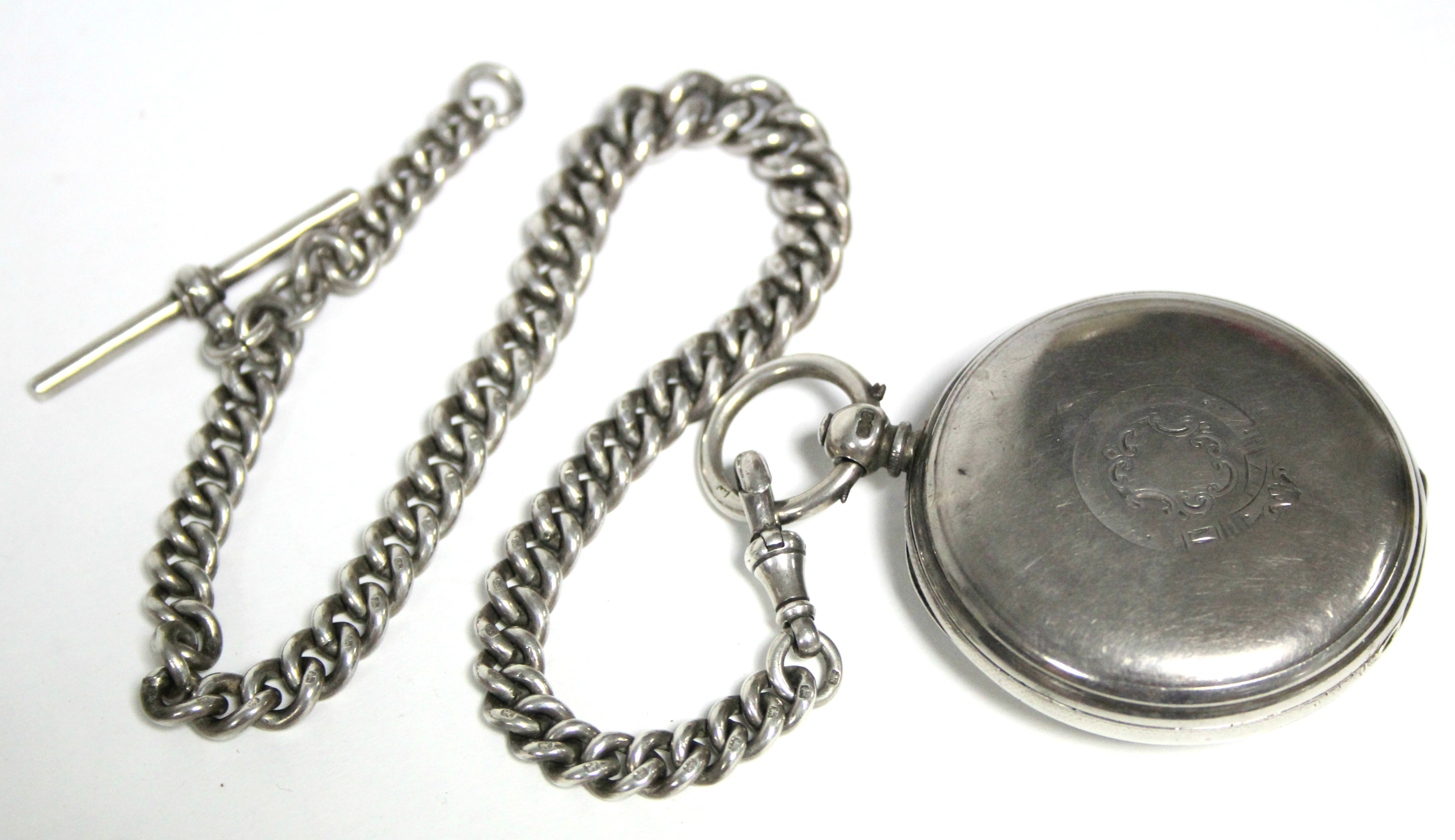A Victorian silver hunted-cased gent’s pocket watch with black roman numerals & subsidiary seconds