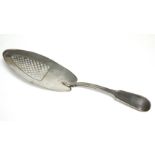 A George III Fiddle-&-Thread pattern fish slice with oval pierced blade, 11½” long. London 1804,