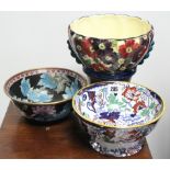 Five various fruit bowls; & various items of carnival glassware; & pressed glassware.