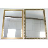 Two large gilt frame rectangular wall mirrors each inset bevelled plate, 38” x 26½”, & 37” x 25¼”.