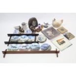 Various collectors plates, with certificates & boxes; a ditto wall shelf; a large barometer; various