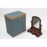 A Lusty’s Lloyd Loom blue & gold painted linen box; & a late 19th/early 20th century mahogany