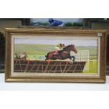 Six modern oil paintings by K. Brooks all horse-racing scenes; together with various other