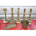 Various items of brassware; & cutlery; & various shell-decorated ornaments, etc.