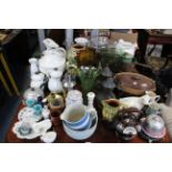 Various items of decorative china; pottery; glassware etc. part w.a.f.