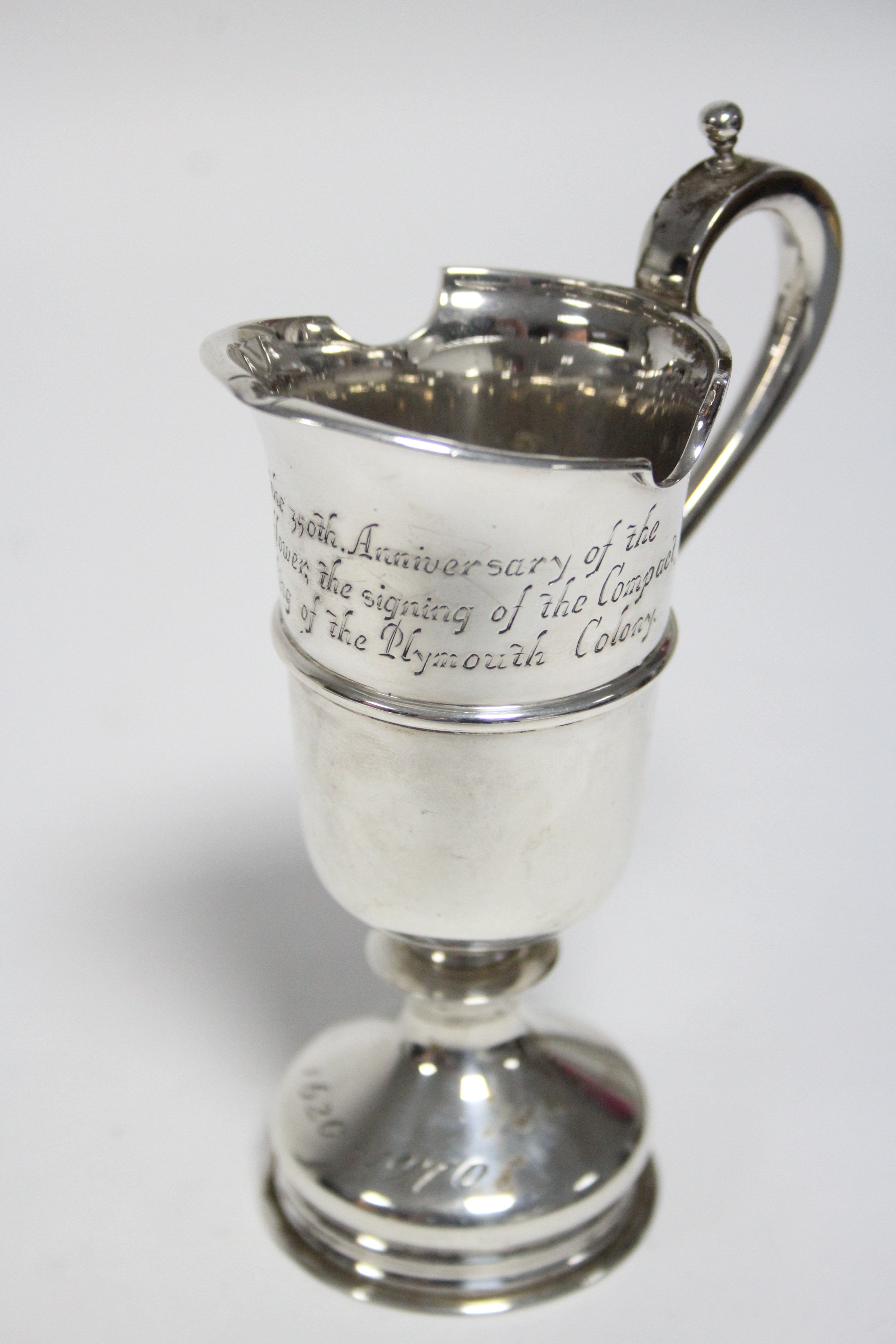 A silver helmet-shaped jug with engraved inscription commemorating the 350th anniversary of the - Image 3 of 5