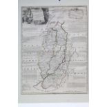 An 18th century hand-coloured map of “NOTTINGHAMSHIRE” by Eman Bowen, 27¾” x 21”, mounted,