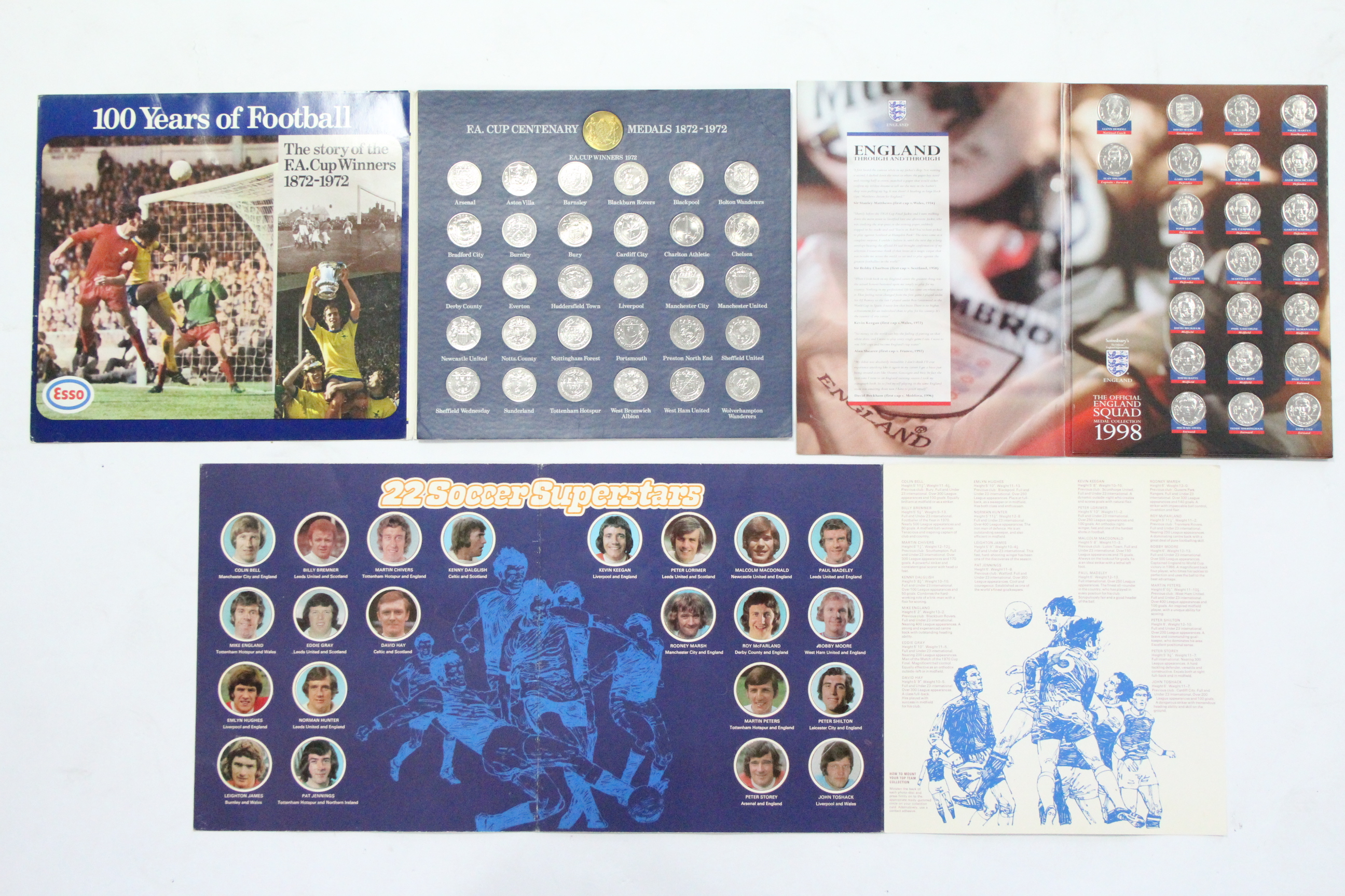 An Esso coin set “F. A. Cup Centenary 1872-1972”; a ditto “Top Team Collection” set; & a Sainsbury’s