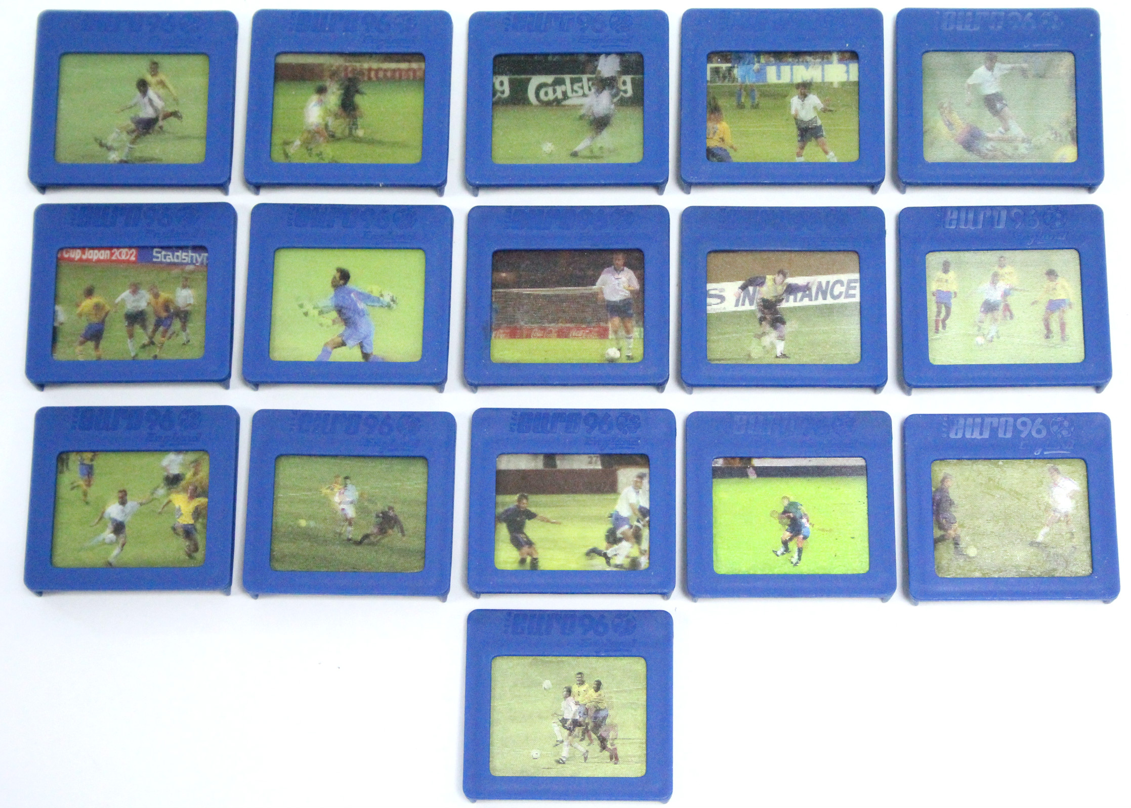 A set of sixteen Kellogg’s virtual video collection cards depicting the English football team at