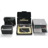A Berkel vintage scale (Type 567); a Boots electric typewriter with case; & two film projectors.