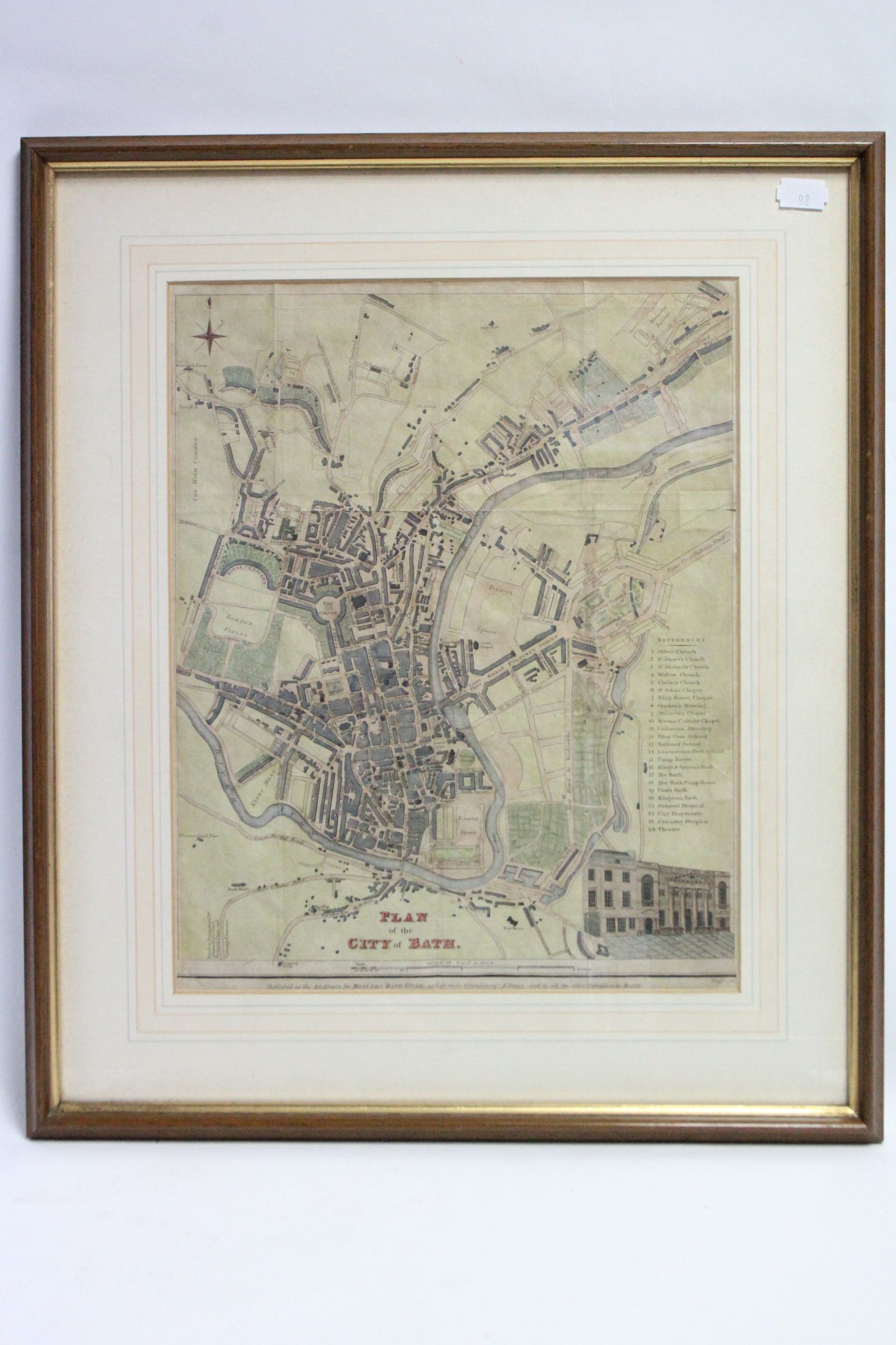 Two reprinted coloured maps of “Bath”, 11¾” x 11¾”, & 10¾” x 13¾”, each in glazed frame. - Image 2 of 3