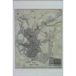 Two reprinted coloured maps of “Bath”, 11¾” x 11¾”, & 10¾” x 13¾”, each in glazed frame.