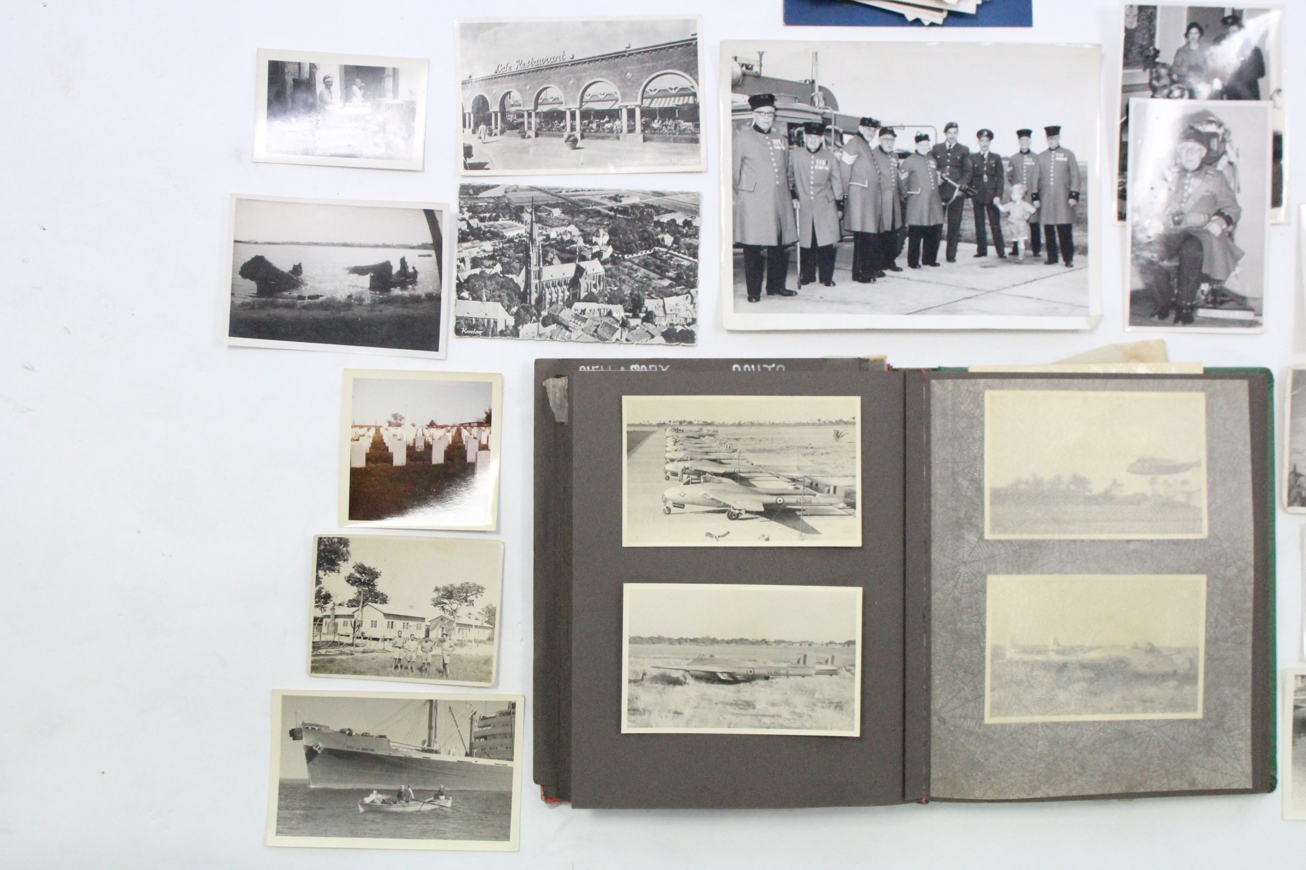 A mid-20th century photograph album containing numerous photographs of aircraft, foreign views, - Image 4 of 6
