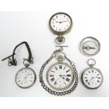 An Edwardian silver cased gent’s pocket watch, Chester 1901; a George V ditto, Birmingham 1911; &