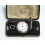 A late Victorian ladies’ fob watch in silver engraved case; together with two pocket watches; a