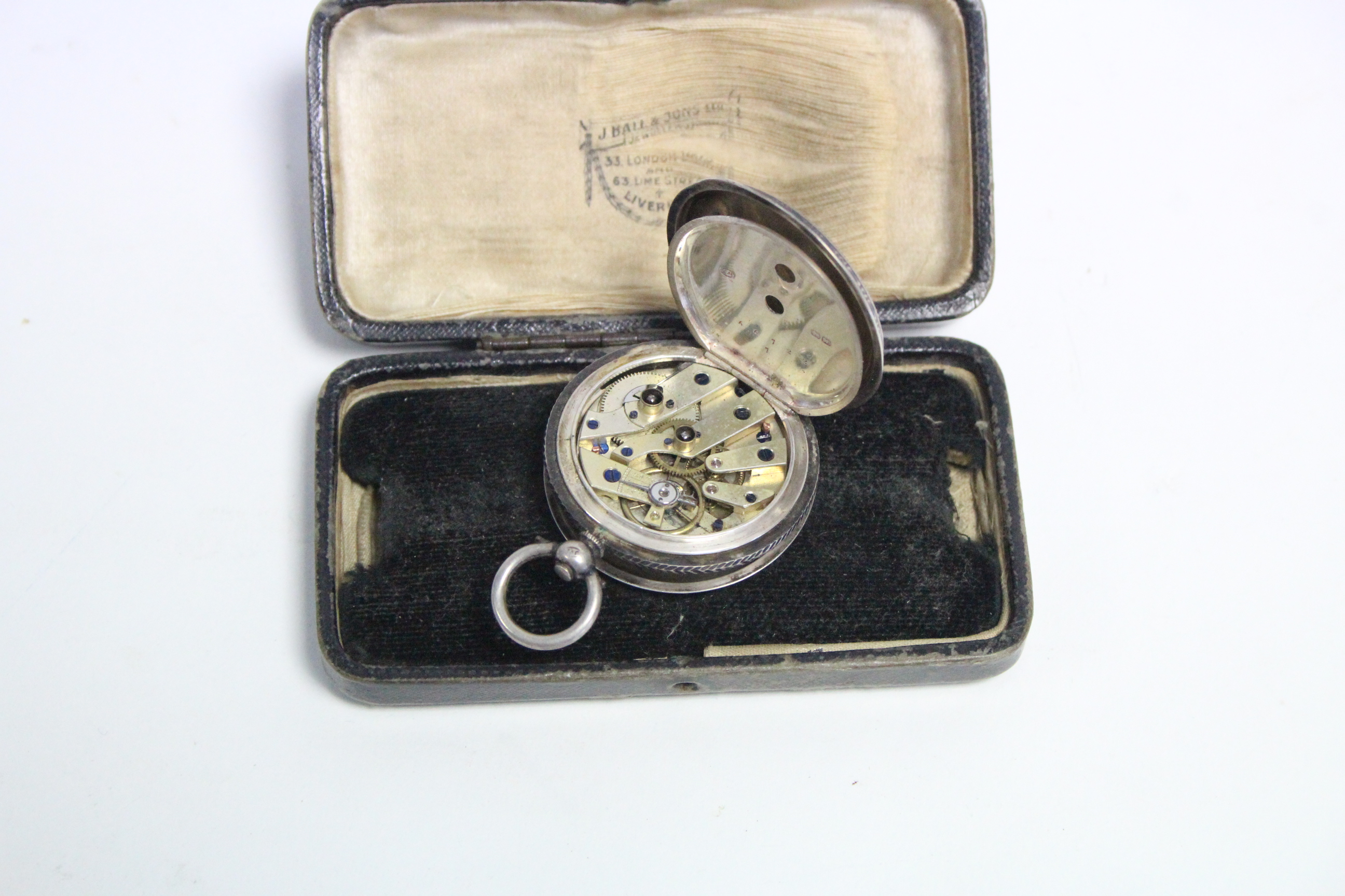 A late Victorian ladies’ fob watch in silver engraved case; together with two pocket watches; a - Image 3 of 3