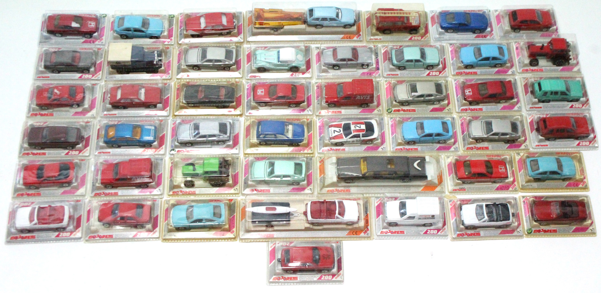 Forty-six Majorette scale model vehicles, all boxed.