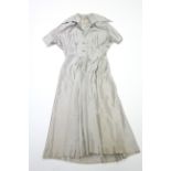 A Halles grey raw silk gown, circa mid-20th century.