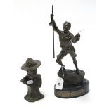 A 1960’s bronzed spelter figure of a Boy Scout, bears plaque “Bath Spartan Ventura Unit”, 14¾” high;