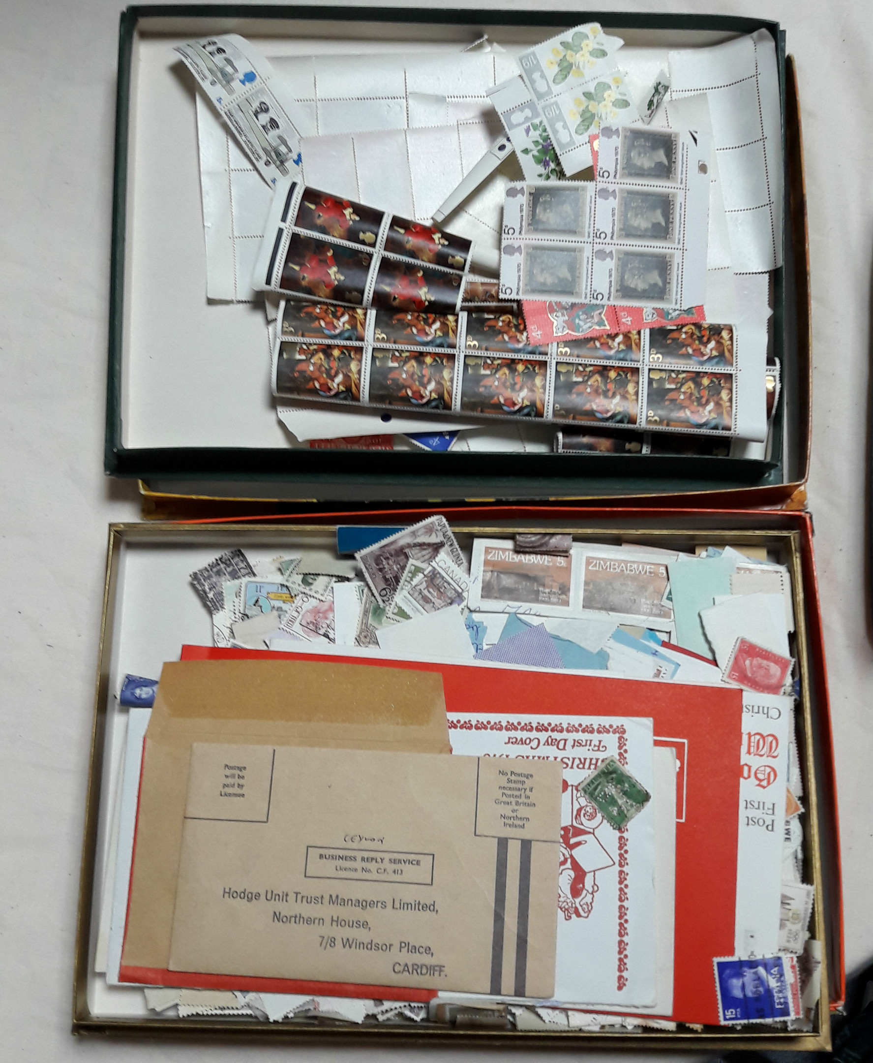 A collection of mostly British colonial stamps on lose album leaves; & a large quantity of later - Image 2 of 4