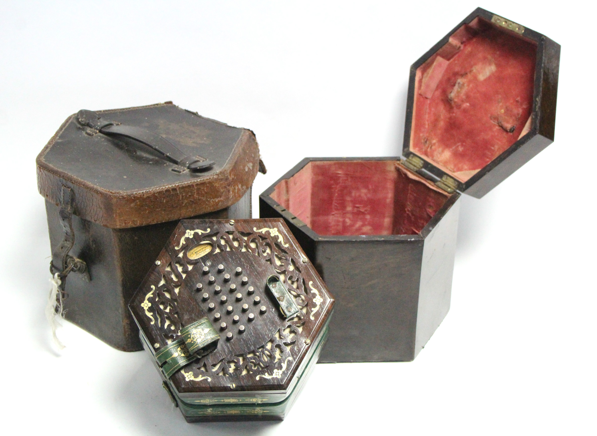 A MID-19th CENTURY ROSEWOOD CONCERTINA, BEARS LABEL: “C. WHEATSTONE 20 CONDUIT ST, LONDON” with - Image 3 of 8