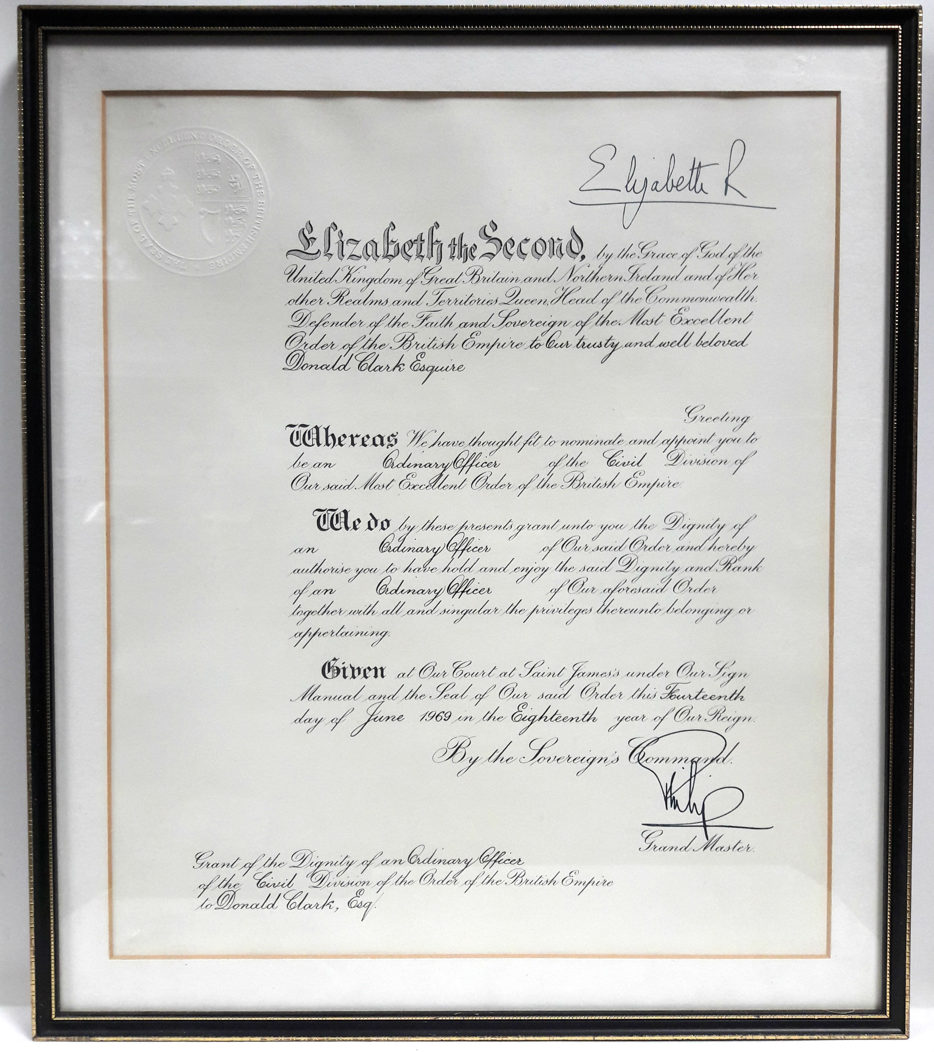 Order of The British Empire (Civil), in silver; with framed citation & accompanying - Image 2 of 4