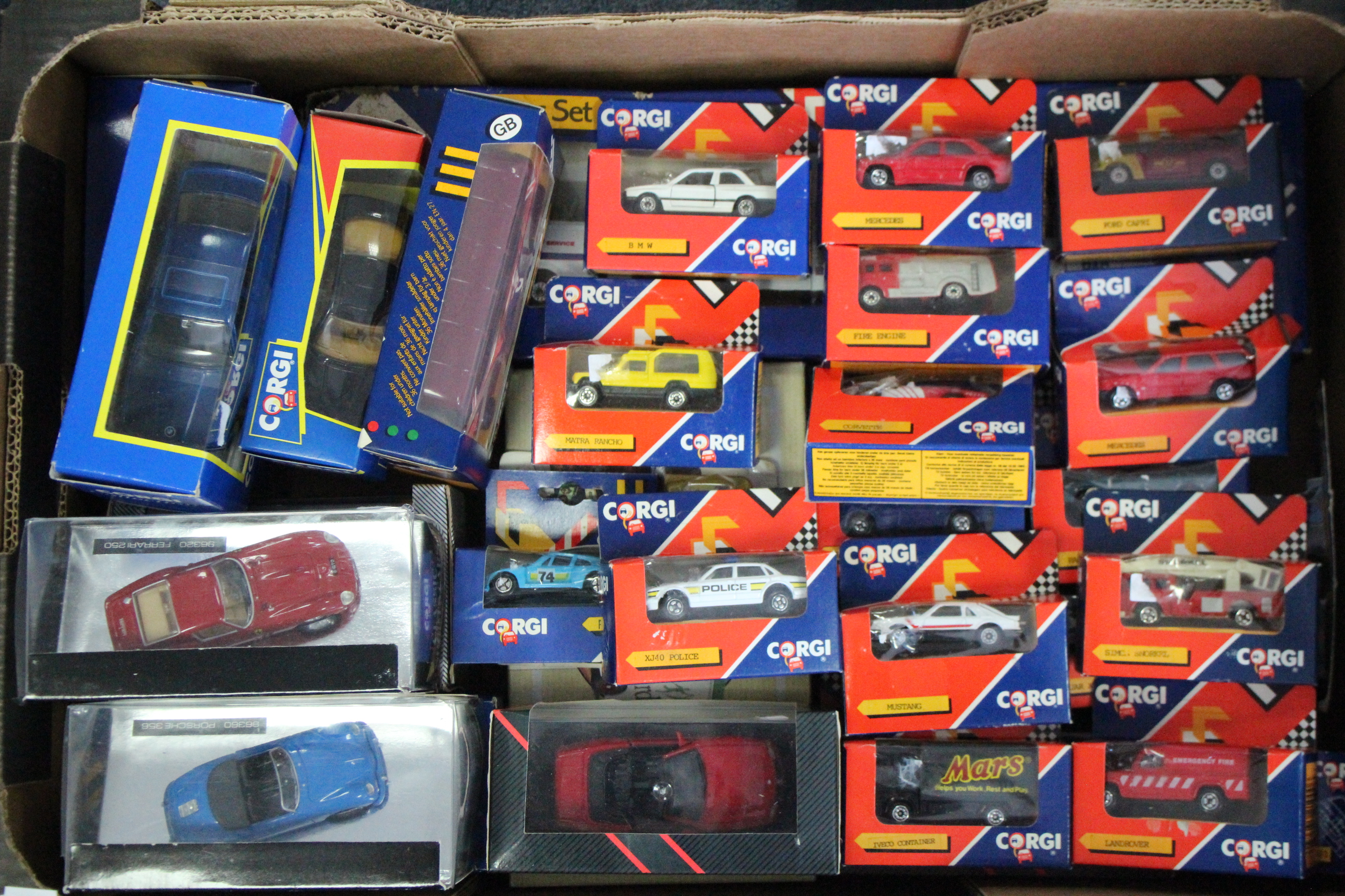 Approximately forty various Corgi scale model vehicles, all boxed.