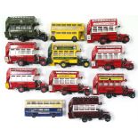 Eleven Corgi scale model ‘buses, all un-boxed.