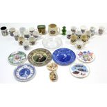 Various items of commemorative ware on Charles Dickens; The Queen Mother; V E Day & V J Day.
