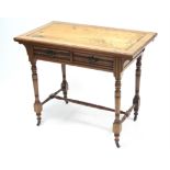 A 19th century mahogany writing table inset brown leatherette to the rectangular top, fitted two